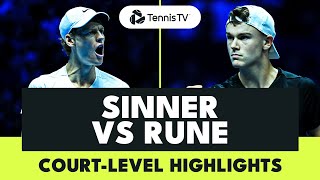 Jannik Sinner vs Holger Rune Highlights From CourtLevel  Nitto ATP Finals 2023 [upl. by Leblanc]