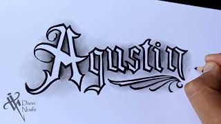 Como Dibujar Lettering AGUSTIN 👾 Drawing lettering Fancy Chicano Lettering Nosfe Ink Tattoo [upl. by Learsi25]