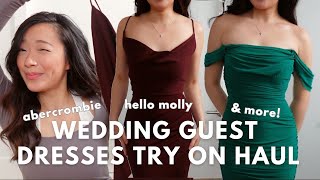 HUGE WEDDING GUEST DRESS TRY ON HAUL Abercrombie Hello Molly Zara amp more [upl. by Sophi]