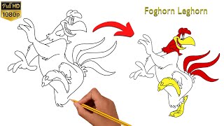 Easy Draw Foghorn Leghorn  Loony Tunes [upl. by Sualkin]