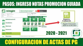 Siagie Ingreso de notas PROMOCION GUIADA paso a paso y GENERAR ACTA PG 2020  2021 [upl. by Bohman]