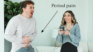 My Husband Tries a Period Pain Simulator [upl. by Nyliahs]