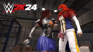 Irene Belserion and Erza Versus Mereoleona and Lacus Backstage Brawl WWE 2K24 blackcloverwwe [upl. by Farhi]