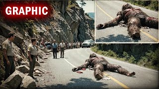 SASQUATCH KILLED ON ROAD  Giant Bigfoot Creature Hit By Semi Truck At 70 MPH  bigfoot 2024 [upl. by Thar]