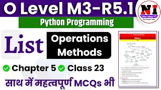 Class 23  Python programmingM3R51  List Operations  List Methods in python [upl. by Nomar]