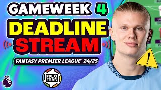 FPL GW4 DEADLINE STREAM  HAALAND STARTS 👀 Fantasy Premier League Tips [upl. by Gladdie]