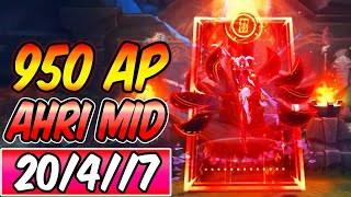 950 AP FULL BURST CLEAN AHRI MID GAMEPLAY  Build amp Runes  ARCANA AHRI ASU  League of Legends [upl. by Ruby]