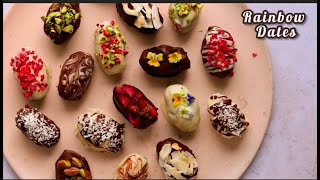 How To Make Rainbow Stuffed Dates Recipe  Ramadan Special [upl. by Nytsirc]