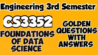 CS3352Foundations of Data scienceUnit Wise important questions3rd semester important2024 [upl. by Nlocnil]