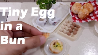 Tiny Egg in a Bun mini food miniature cooking smallest egg ASMR [upl. by Sabra728]