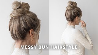 60 SECOND MESSY BUN TUTORIAL ❤️ [upl. by Gilbart]