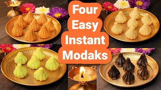 4 Instant Modak  कम खर्च में ४ तरह के झटपट मोदक  Pan Modak  Mawa Modak  Oreo Modak  Besan Modak [upl. by Gurango]