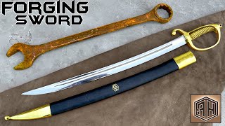 FORGING a Briquet Saber out of Rusted Iron WRENCH  Sword Making [upl. by Airalav989]