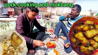 pork recipe eating  Indian Village pork cooking  pork bhuna recipe  pork roti eating [upl. by Gracie]