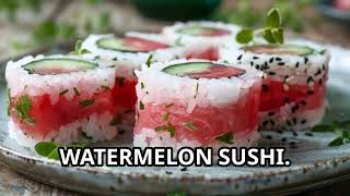 Vegan Watermelon Sushi Recipe A Japanese Delight [upl. by Anelyak]