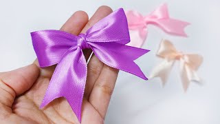 Easy Satin Ribbon Bow In 2 Minutes 🎀 [upl. by Kernan120]