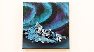 Mountain Aurora Painting for beginners easy peasy [upl. by Cherilyn]