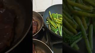 Rib Eye Steak cooked in Butter with Asparagus Green Beans and Tenderstem ASMR [upl. by Ahsaenat118]