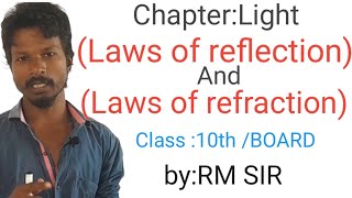 Laws of reflection and refraction I Chapter Light  Class 10th I NEET BIOLOGY I by RM Sir [upl. by Olinad]