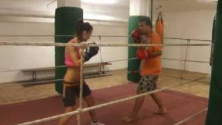 Boxing sparring for funwoman vs man [upl. by Ecirtemed]