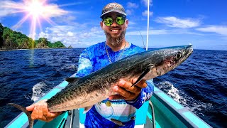 TOBAGO FISHING  CASTARA BEACH  TROLLING  KINGFISH  ALMACO JACK [upl. by Adla]