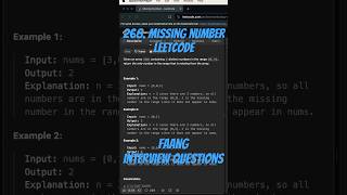 Leetcode 268  Missing Number [upl. by Jamison]