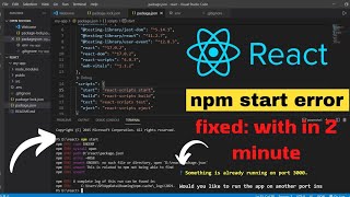 npm start errors npm ERR code ENOENT  Something is already running on port 3000 [upl. by Zonnya]