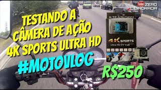 TESTE CÂMERA DE AÇÃO 4K SPORTS ULTRA HD  MOTOVLOG [upl. by Anail]