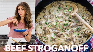 Easy Classic Beef Stroganoff Recipe  Natashas Kitchen [upl. by Mercier]