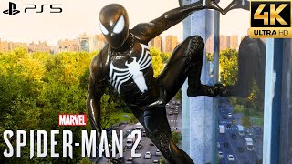 Marvels SpiderMan 2 PS5  Black Suit Free Roam Gameplay 4K 60FPS [upl. by Fletch]