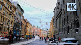 Walking tour through winter St Petersburg 4K [upl. by Octave]