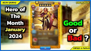 🌟Review amp Grading January 2024 Hero of The Month Zora ☀️  Empires amp Puzzles Sneak Peek [upl. by Htor]