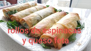 Rollos de espinaca y queso feta facil y deliciosos [upl. by Albarran]