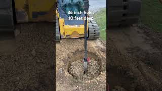 36” holes 10’ deep for a high school jumbotron construction skidsteer auger [upl. by Atsocal]