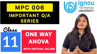 One way Anova  MPC 006 Statistics Class 11  Important QA Series [upl. by Walworth]