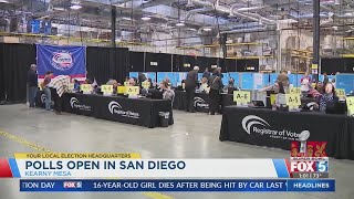 Polls open in San Diego [upl. by Yeoz]