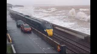 1C72 0803 London Paddington  Penzance  Storm Babet  Dawlish Sea Wall [upl. by Yrret]