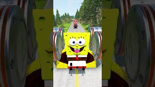 Spongebob amp Skibidi Toilets amp Crazy Frog amp PacMan VS Bollards in BeamNGDrive shorts [upl. by Aljan668]