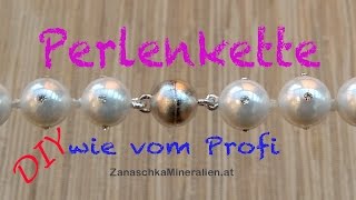 Perlenkette mit Magnetverschluss knoten  DIY  Kette fertig machen  Schmuck anfertigen  knüpfen [upl. by Pedaiah]