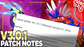 Version 301 Patch Notes for Pokemon Scarlet and Violet [upl. by Coonan]