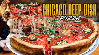 RECETA BRUTAL 😱 de CHICAGO DEEP DISH PIZZA 🍕 estilo GIORDANOS  PIZZA ESTILO CHICAGO [upl. by Eet]