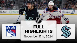 NHL Highlights  Rangers vs Kraken  November 17 2024 [upl. by Bary]