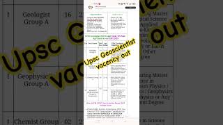 UPSC geoscientist vacency 2024  geochemist geologist [upl. by Rastus]