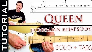 Como tocar Bohemian Rhapsody de QUEEN en guitarra SOLO tutorial [upl. by Ferren]