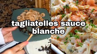 معكرونه الصلصة البيضاء ليباط و الفطر في دقائق ولا أروع tagliatelles aux crevettes [upl. by Nataniel276]