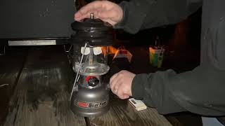 Lighting the Coleman Dual Fuel Lantern at the campsite [upl. by Fraya953]