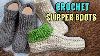 CROCHET  Crochet Slipper Boots  How to Crochet House Slipper [upl. by Krystal381]