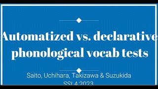 New vocabulary tests  declarative vs automatized knowledge [upl. by Niwred20]