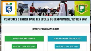 Concours DEntrée A La Gendarmerie 2021  Consulter Vos Résultats  Paiement Frais Visite Médicale [upl. by Eniad]