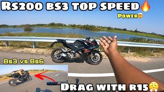 RS200 bs3 top speed155kmh🥵Drag race with r15😤Bs3 vs Bs6Tamil [upl. by Ecreip]